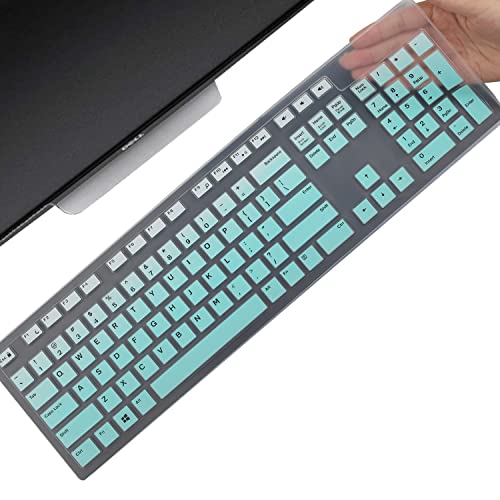 Keyboard Cover Skin for Dell KM636 KB216 KB216t KB216d KB216p Wired & Wireless Keyboard, Dell Optiplex 5250 3050 3240 5460 7450 7050, Dell Inspiron Desktop 24" 27" 5400 5490 7700 7790 3475 3670 3477 - color: MInt Green