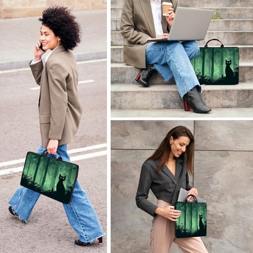 Laptop Bag,14 15 15.6 inch Laptop Case Sleeve,Computer Sleeve with Handle for Women Men,Carrying Case for MacBook,Dell,Lenovo,Notebook Computer,Green Black Cat - color: Green Black Cat