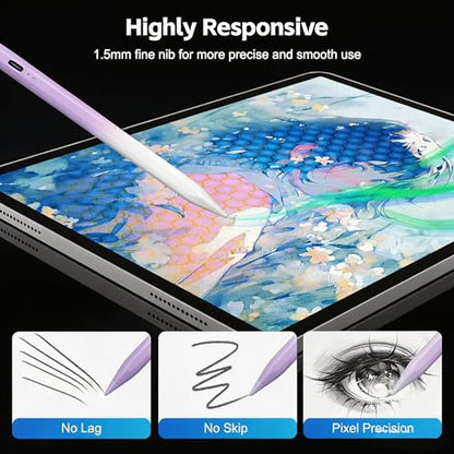 Stylus Pen for iPad 2026-2018 with 13mins Fast Charge,Tilt Sensitivity Palm Rejection Pencil for 11th (A16)/10/9/8/7/6 Gen, iPad Pro 11"/12.9"/M4/M5, iPad Air 3/4/5/M2/M3/M4 (Gradient Purple) - color: Gradient purple