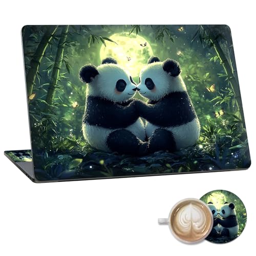 Laptop Skin Sticker Decal 15.6 Inch,12 13 13.3 14 15 15.6 in Laptop Netbook Skins for Notebook,Art Decal Removable Waterproof Scratch Resistant,Universal Vinyl Cover,Panda Couple Forest - color: Panda Couple Forest