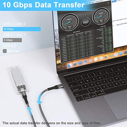 Fasgear USB C to USB C Cable, 6ft, Black | 10Gbps USB 3.1 Gen 2, 100W Fast Charge 5A Power Delivery, 4K@60Hz Video Output, Compatible Quest, Mac-book, Matebook, SSD - color: Black, size: 6ft