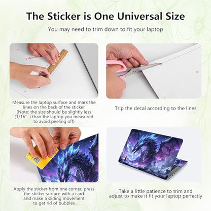 Laptop Skin Sticker Decal, Universal Reusable Vinyl Laptop Cover for 12" 13" 13.3" 14" 15" 15.4" 15.6" Notebook PC, Waterproof Scratch-Resistant with 2 Wrist Pads, Easy to Apply & Remove,C Dragon - color: C Dragon
