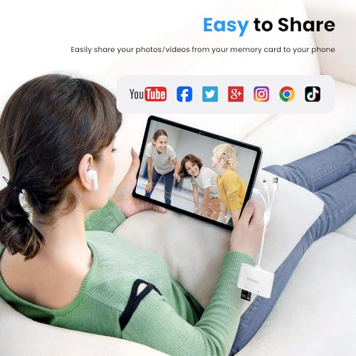 4-in-1 Multi Card Reader Memory Stick Pro Duo Adapter, SD/Micro SD/MS/XD Picture Card Reader with Lightning/USB-C/USB-A Port, Compatible with iPhone 16/15/14, iPad, MacBook, Android, Camera & PC