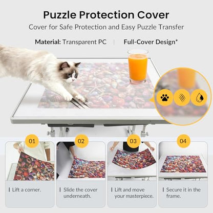 ALL4JIG 1000 Piece Light-Weight Adjustable Jigsaw Plastic Puzzle Table for Adults, 22.44"×30.20"Puzzle Board with 4 Drawers&Protective Cover,45-Degree Any-Angle Tilt for Leisure,Laptop Table for Couch - size: Small-1000pcs