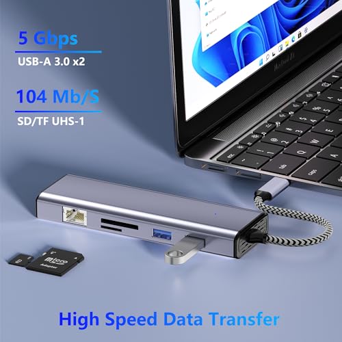 Docking Station Dual Monitor, USB C to Dual HDMI Adapter, 10 in 1 Laptop Docking Station 3 Monitors with HDMI/VGA/PD/Ethernet/USB/SD/TF/3.5mm Audio