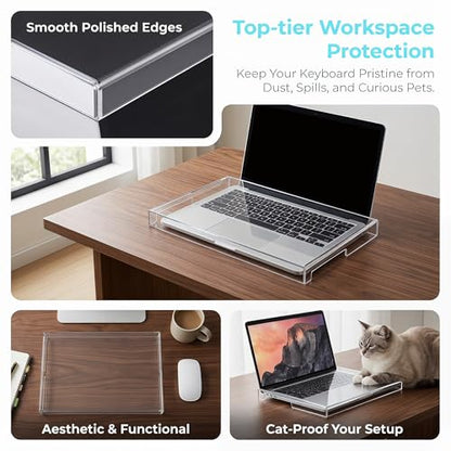 Keyboard Protector Cover, 14 Inch Clear Acrylic Laptop Shield, Cat Proof Dust Guard Accessory Home Office Gaming Desktop Setup