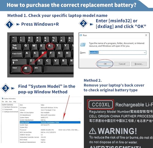 53Wh 11.55V CC03XL Laptop Battery Replacement for EliteBook 830 835 840 845 G7 G8, ZBook Firefly 14 G7 G8, Probook 635 Aero G7 G8, CC03053XL-PL HSTNN-DB9Q L77608-2C1 L77608-421 L78555-005 4400mAh - size: 7 x 3 x 0.2 inches CC03XL BATTERY