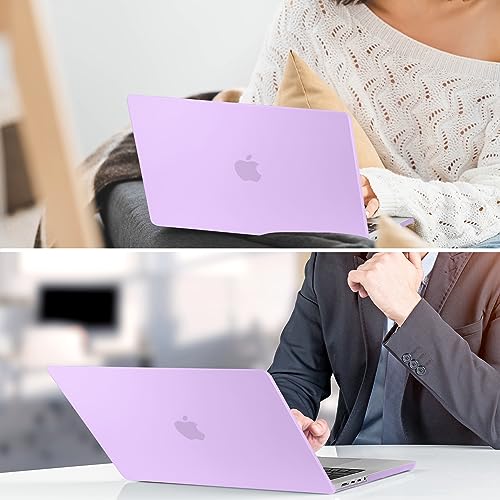 TWOLSKOO Compatible with MacBook Air 13 inch Case M5 2026 M4 2025 M3 M2 2024-2022 A3449 A3240 A3113 A2681, Plastic Hard Shell & Keyboard Cover & Screen Film for MacBook Air 13.6 inch, Purple - color: Frosted Purple