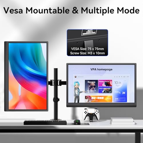 14 Inch Touchscreen Portable Monitor, FHD 1080P IPS HDR Ultra Slim Travel Screen, USB-C Powered with Built-in Speakers for Laptop, PC, Mac, PS4, PS5, Xbox Gaming Consoles