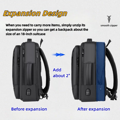 17/15.6" Business laptop backpack, PU backpacks, Travel laptop backpack,carry on backpacks, Expandable backpack Men Women (01#Standard, Black) - color: 01#black, style: 01#standard