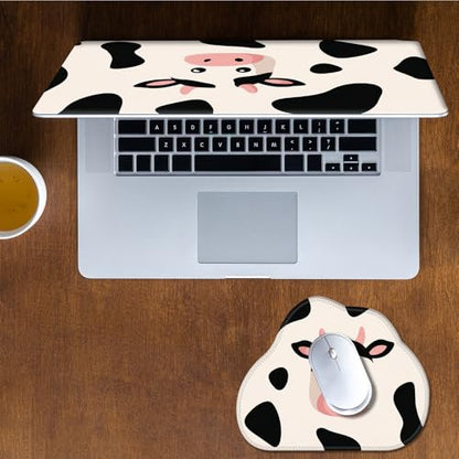 Laptop Skin Sticker Decal 15-15.6 Inch with Cute Mouse Pad, Universal Reusable Vinyl Sticker for 12.1 13 13.3 14 15.4 Inch Netbook and Notebook PC, Cute Cow Print - color: Cute Cow Print