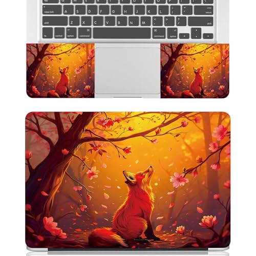 Universal Laptop Skin Sticker Decal for 11.6”12" 13" 13.3" 14" 15" 15.4" 15.6" Reusable Waterproof Scratch-Scratch Resistant Protective Vinyl Laptop Notebook Skin Stickers - Cherry Blossom and Fox - color: Cherry blossom and fox