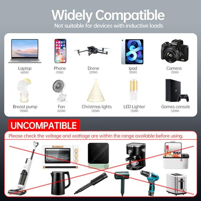 7 in 1 Car Power Inverter, 200W DC 12V to 110V AC Car Inverter with LED Voltmeter, 4-Port PD/QC3.0 Charge, 2 Car Outlets and Cigarette Lighter Adapter USB C Car Charger for All Car Devices - size: 200W