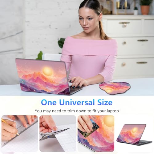 Laptop Skin Sticker Decal 15-15.6 Inch with Cute Mouse Pad, Universal Reusable Vinyl Sticker for 12.1 13 13.3 14 15.4 Inch Netbook and Notebook PC, Pink Mountain - color: Pink Mountain