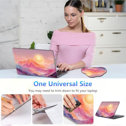 Laptop Skin Sticker Decal 15-15.6 Inch with Cute Mouse Pad, Universal Reusable Vinyl Sticker for 12.1 13 13.3 14 15.4 Inch Netbook and Notebook PC, Pink Mountain - color: Pink Mountain