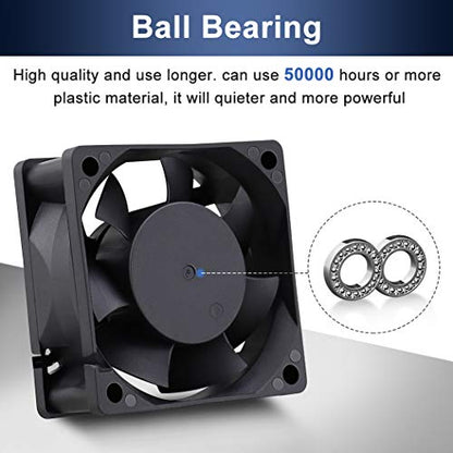 Wathai EC AC Axial Brushless Cooling Fan 110V 120V Dual Ball 60mm x 25mm | 110V - 240V 2 inch 60mm Muffin Mini Fan Big Airflow 60x60x25mm for External Electronics Cooling - style: 60x25mm