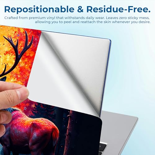 Reusable Universal Laptop Skin Sticker, Cut to Fit for 11.6–15.6 Inch Laptops, Waterproof Protective Film, No-Residue - Firelit Forest Deer - color: Firelit Forest Deer
