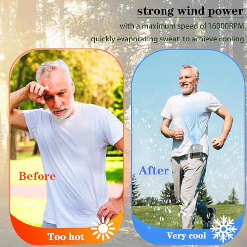 CAZOKASI Personal Waist Clip Fan Rechargeable Wearable Hand Free Wearable Cooler Fan for Traveling Working Outdoor Office (10000mAh / Green) - size: 10000mAh / Green