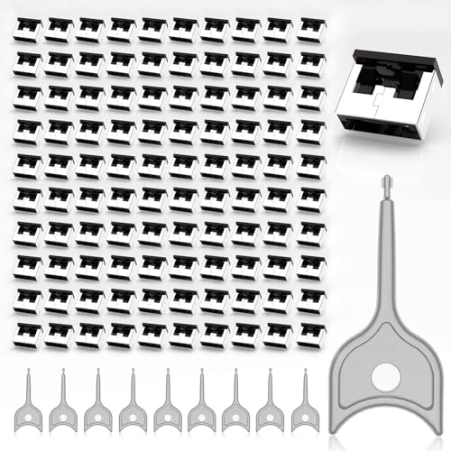 100PCS USB Metal Port Lock Blocker with 10 Keys - Secure USB-A Port Protector for PC/Laptop, Anti-Theft Data Security Lock, Dust & Moisture Proof Cover, Removable Type-A Connector Black - color: Black, size: 100+10