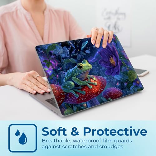 Reusable Universal Laptop Skin Sticker, Cut to Fit for 11.6–15.6 Inch Laptops, Waterproof Protective Film, No-Residue - Cosmie Garden Frog - color: Cosmie Garden Frog