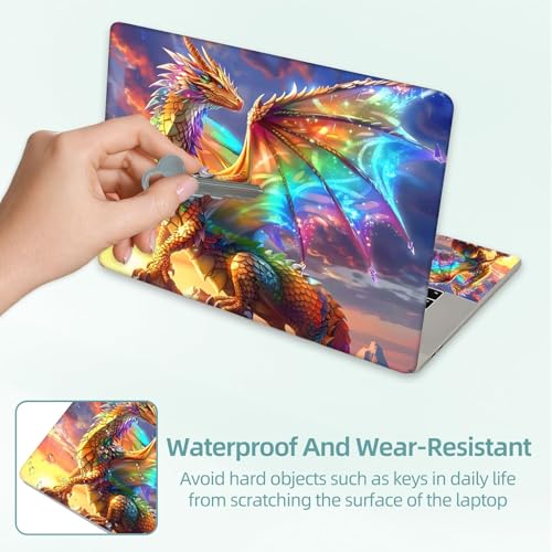 Universal Laptop Skin Decal, 3-Piece Vinyl Protector for 12 13 14 15.6" Notebook, Waterproof Anti-Scratch, Easy Trim & Bubble-Free Finish, Rainbow Dragon - color: Rainbow Dragon