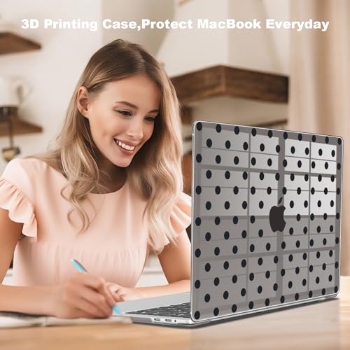 Teryeefi Printing Case for MacBook Pro 13 inch M2 M1 Chip (2022 2020 2019 2018 2017 2016) A2338 A2251 A2289 A2159 A1989 A1708 A1706, Hard Shell & Keyboard Cover & Screen Protector, Grey Polka Dots - color: Grey Polka Dots