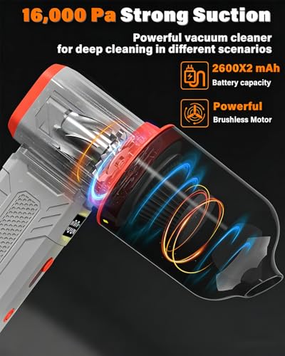 FT08 Compressed Air Duster, 1-10 Stepless Speed Adjustable | Powerful Electric Dust Blower with Display , 130000RPM Brushless Motor, Jet Fan for Keyboard PC Car Outdoor, Gray, 2-in-1 - color: Gray, 2-in-1