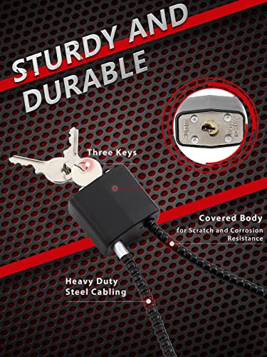 DELSWIN Cable Gun Locks with Keys - 15" Keyed Cable Gun Lock Heavy Duty Helmet Lock - color: Charcoal Black-2P