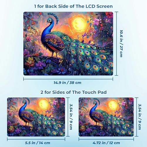Reusable Universal Laptop Skin Sticker, Cut to Fit for 11.6–15.6 Inch Laptops, Waterproof Protective Film, No-Residue - Mystic Peacock - color: Mystic Peacock