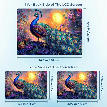 Reusable Universal Laptop Skin Sticker, Cut to Fit for 11.6–15.6 Inch Laptops, Waterproof Protective Film, No-Residue - Mystic Peacock - color: Mystic Peacock