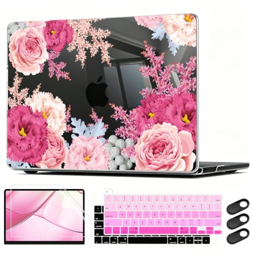 CISSOOK Floral Case Cover for MacBook Pro 13 Inch 2025-2020 Release | 5in1 Set Plastic Hard Shell Case with Keyboard Cover for MacBook Pro 13 M1 M2 A2338 A2289 A2251, Gorgeous Flowers - color: Gorgeous flowers