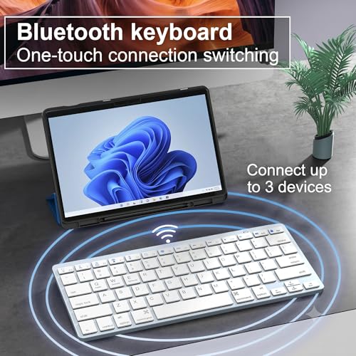 Multi-Device Bluetooth Keyboard for Mac, iPad, iPhone & Windows - Wireless for iPad Pro 12.9/11, Air, Mini, MacBook, Surface, Android Tablet - Switch 3 Devices, Auto-Reconnect, White - color: White