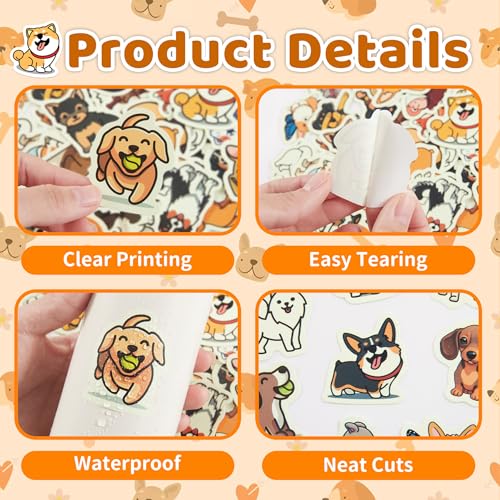 65 Pcs Cute Dogs Water Bottle Stickers for Kids, Vinyl Waterproof Animal Decals for Classroom School, Students Teachers Supplies Prizes for Kids Teen Girls - color: Non-luminescent-356kshr