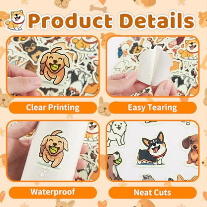 65 Pcs Cute Dogs Water Bottle Stickers for Kids, Vinyl Waterproof Animal Decals for Classroom School, Students Teachers Supplies Prizes for Kids Teen Girls - color: Non-luminescent-356kshr
