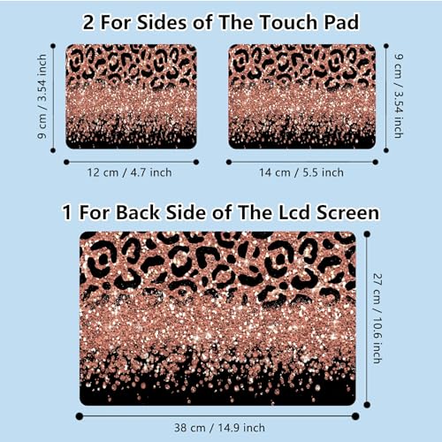 Universal Laptop Skin Sticker with 2 Wrist Pad Skins, Waterproof Scratch Resistant Vinyl Laptop Cover Decal, Cut to Fit for 11–15.6 Inch MacBook HP Dell Lenovo, Glitter Leopards - color: Glitter Leopards