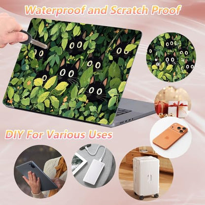 Laptop Skin Sticker Decal 12" 13" 13.3" 14" 15" 15.6",Waterproof Scratch Resistant Vinyl,Reusable Easy to Apply,for MacBook HP Dell Notebooks Netbooks Laptop,2 Wrist Pads,Cat Plant - color: Cat Plant