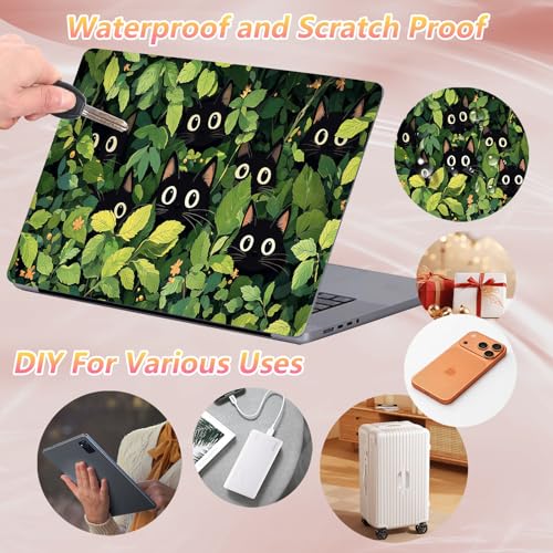 Laptop Skin Sticker Decal 12" 13" 13.3" 14" 15" 15.6",Waterproof Scratch Resistant Vinyl,Reusable Easy to Apply,for MacBook HP Dell Notebooks Netbooks Laptop,2 Wrist Pads,Cat Plant - color: Cat Plant