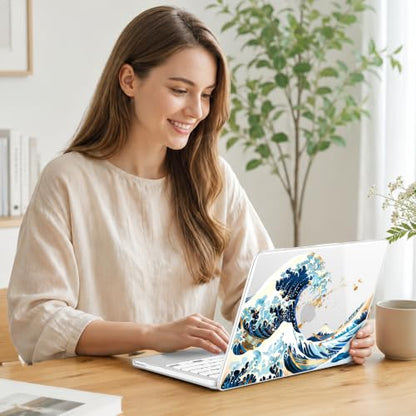 Compatible with MacBook Neo 13 inch (2026 Release A3404) (A18 Pro) with Liquid Retina Display, Printed Slim Protective Case with Screen Protector & Keybaord Cover, Blue Wave - color: Blue Wave