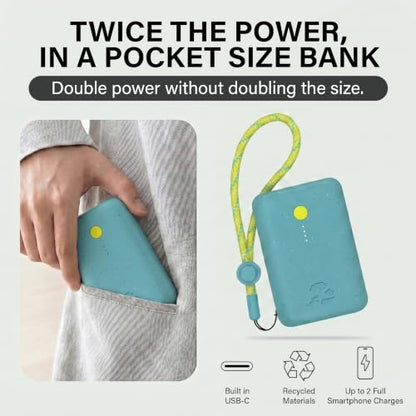 Nimble Champ Portable Charger, 10000mAh Power Bank, 20W Dual USB-C Charging | Compatible with iPhone, Samsung, Tablet, iPad, MacBook, Travel Essential Power Bank with 2 ft USB-C Cable Included - color: Shorebreak Blue