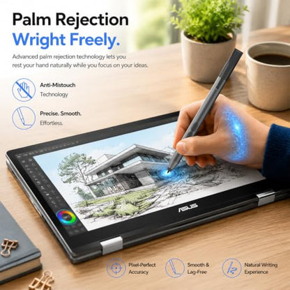 tesha Active Pen for ASUS ZenBook Vivobook, No Pairing, 2500Hr Battery | For ASUS ProArt ROG Flow ExpertBook, Palm Rejection, 1024 Pressure, Dual Buttons, Replaces SA201H SA203H for Students Doers - color: Black