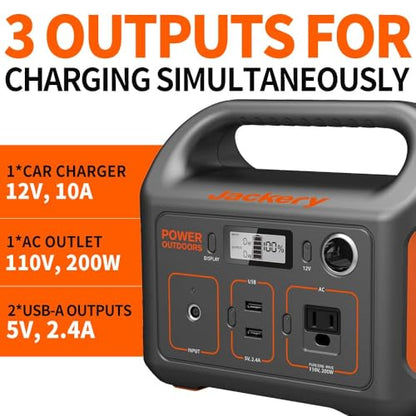 Jackery Portable Power Station Explorer 290, 290Wh Backup Lithium Battery, 110V/200W Pure Sine Wave AC Outlet, Solar Generator (Solar Panel Not Included) for Outdoors Camping Travel Hunting Blackout - style: E290
