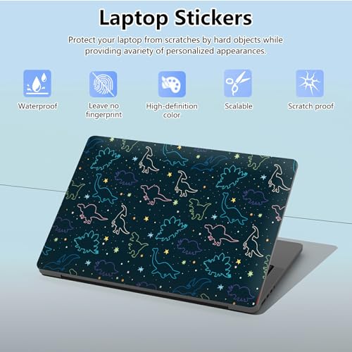 Universal Laptop Skin Sticker with 2 Wrist Pad Skins, Waterproof Scratch Resistant Vinyl Laptop Cover Decal, Cut to Fit for 11–15.6 Inch MacBook HP Dell Lenovo, Dinosaurs - color: Dinosaurs