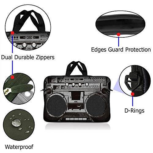 LSS 10 10.2 inch Laptop Sleeve Bag Compatible with Acer, Asus, Dell, HP, Sony, and More | Carrying Case Pouch w/Handle, Cassette Player Design - color: Cassette Player Design, size: 8 in -10.2 in