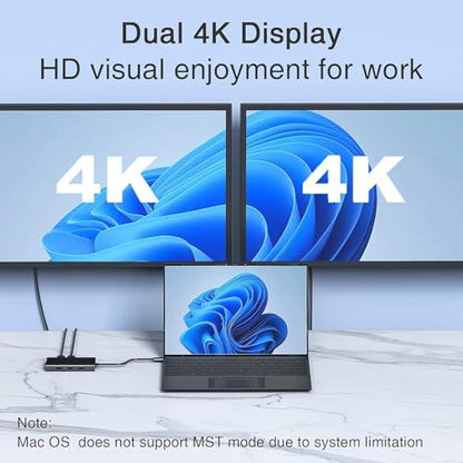 USB C Docking Station Dual Monitor for HP,Laptop Docking Station 3 Monitors | USB C Hub Quad Display USB C Adapter to 4K HDMI+DP+VGA,3USB 2.0,PD,USB C Dock Dongle 8 in 1 Computer Docking Station for Dell