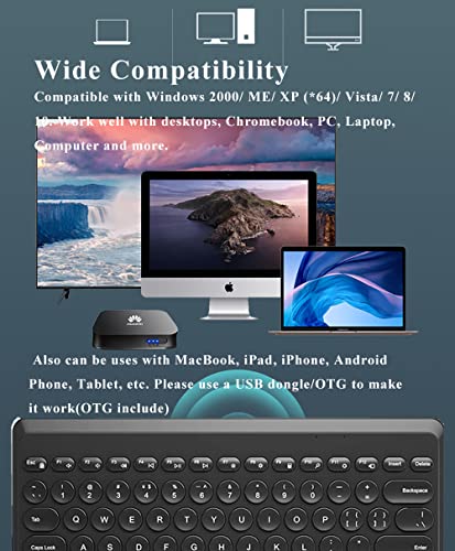 Compact Keyboard MouseCombo,JieruiDeng 79-Key Retro Mini Cute Computer Keyboard 2.4G USB Wireless and Silent Mice Set for Laptop Desktop PC iPad (Black) - color: Black