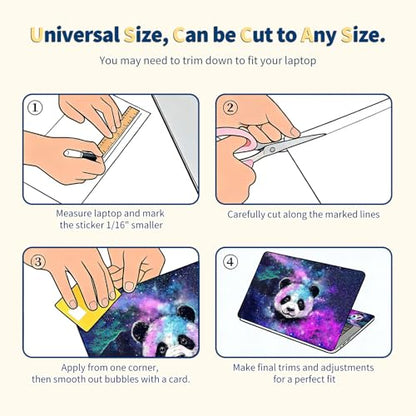 Universal Laptop Skin for 13-16 Inch Laptops,Vinyl Protective Sticker Decal,Easy DIY Trim-to-Fit for HP/Dell/MacBook,Bubble-Free & Removable,Panda Starry Sky Galaxy - color: Panda Starry Sky Galaxy