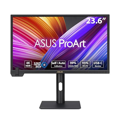 ASUS ProArt Display 24” 4K 12G-SDI HLG Professional Monitor (PA24US) - IPS, UHD (3840 x 2160), 99% Adobe RGB, 95% DCI-P3, ΔE < 1, USB-C, Built-in Motorized Colorimeter, Calman Ready, 3 Year Warranty - style: 24" 4K SDI