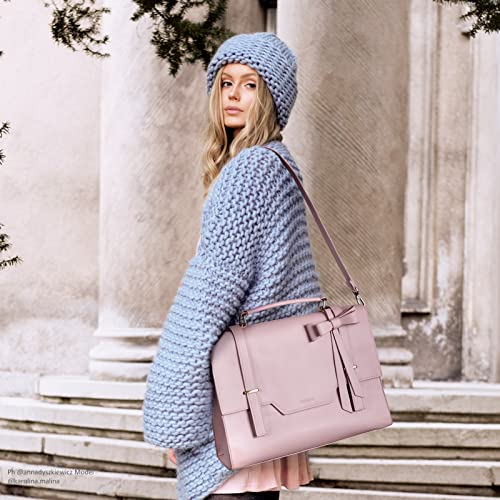 ECOSUSI Laptop Messenger Bag Women Briefcase 15.6 inch Laptop Satchel Handbags - color: Pink