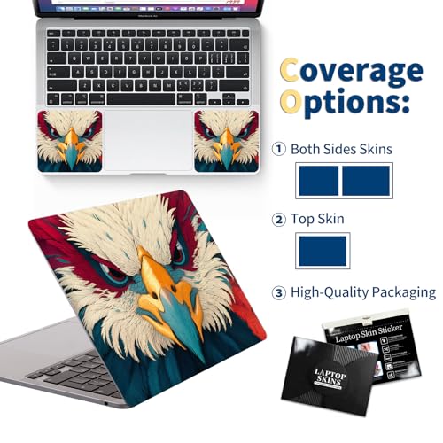Universal Laptop Skin for 13-16 Inch Laptops,Vinyl Protective Sticker Decal,Easy DIY Trim-to-Fit for HP/Dell/MacBook,Bubble-Free & Removable,Majestic Eagle Face - color: Majestic Eagle Face