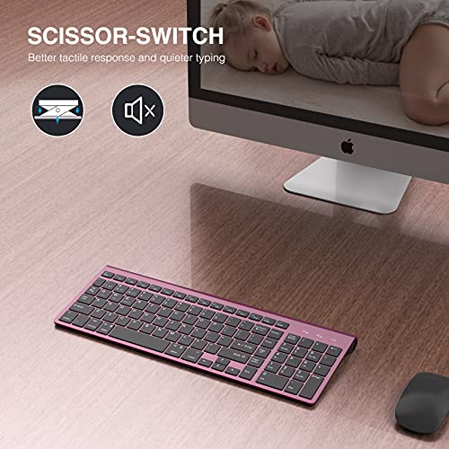 JOYACCESS Bluetooth Keyboard,Multi-Device (2.4G+BT3.0+BT5.0) Wireless Bluetooth Keyboard Compatible with iMac/Mac,MacBook,Laptop,Android,Windows-Wine Red - color: Wine Red